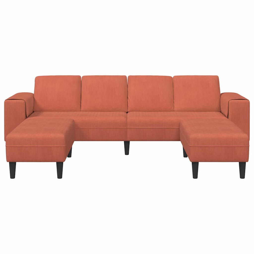 Sofa en tissu Rouge orange 208 cm Tissu en velours côtelé - XIOS