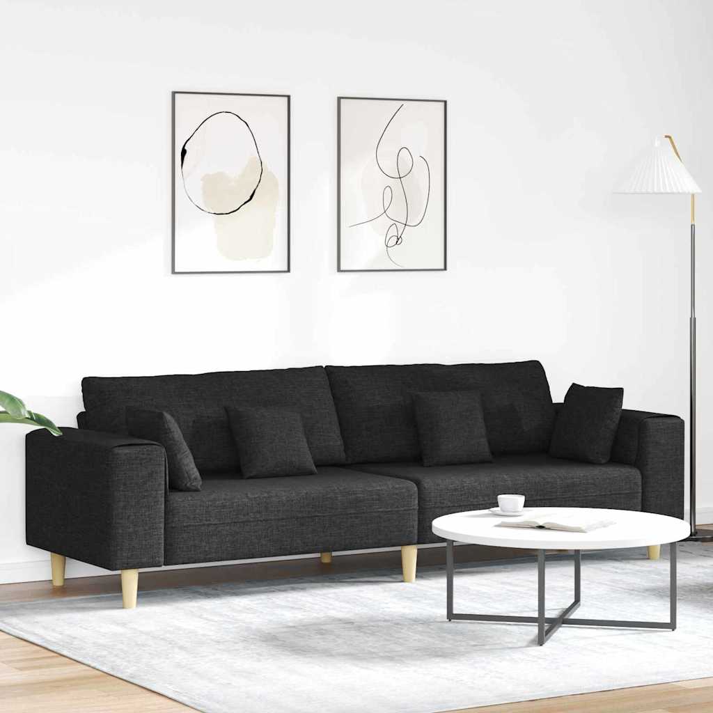 Canapé avec coussin Noir 250 x 77 x 76 cm tissu - XIOS