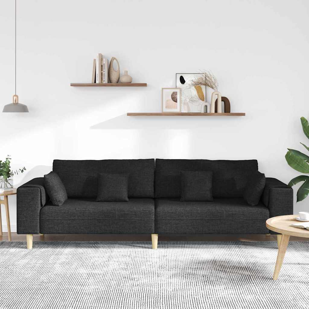 Canapé avec coussin Noir 250 x 77 x 76 cm tissu - XIOS