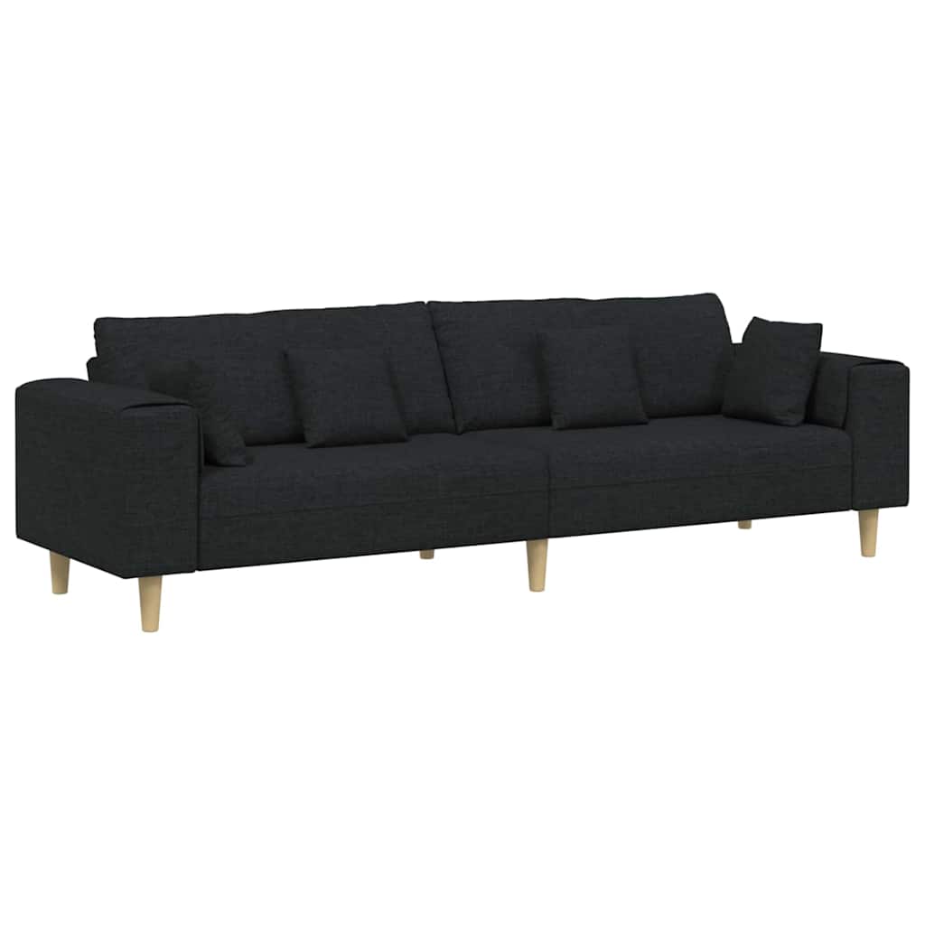 Canapé avec coussin Noir 250 x 77 x 76 cm tissu - XIOS