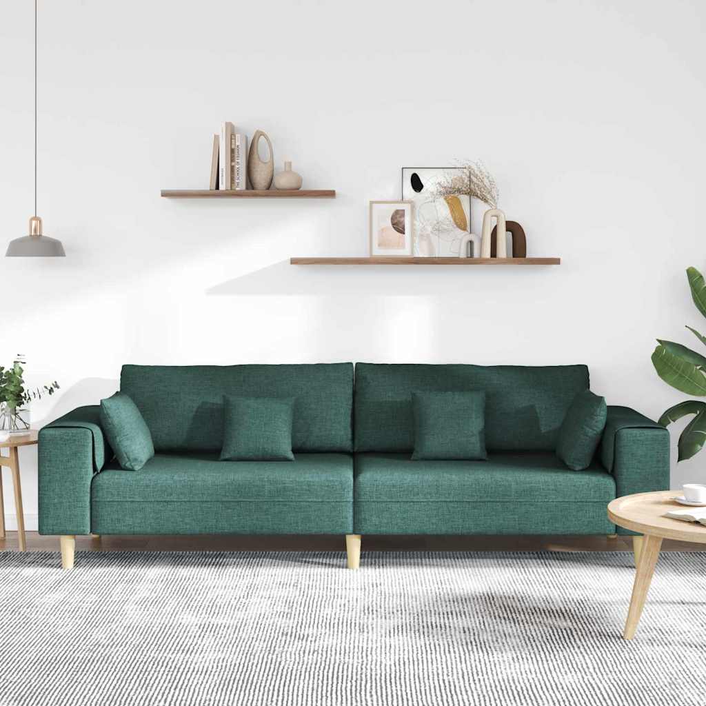 Canapé avec coussin Vert foncé 250 x 77 x 76 cm tissu