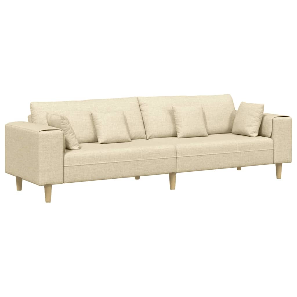 Canapé avec coussin Crème 250 x 77 x 76 cm tissu
