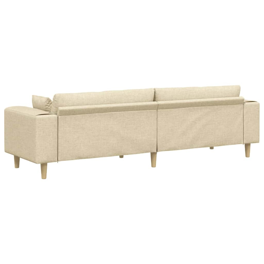 Canapé avec coussin Crème 250 x 77 x 76 cm tissu