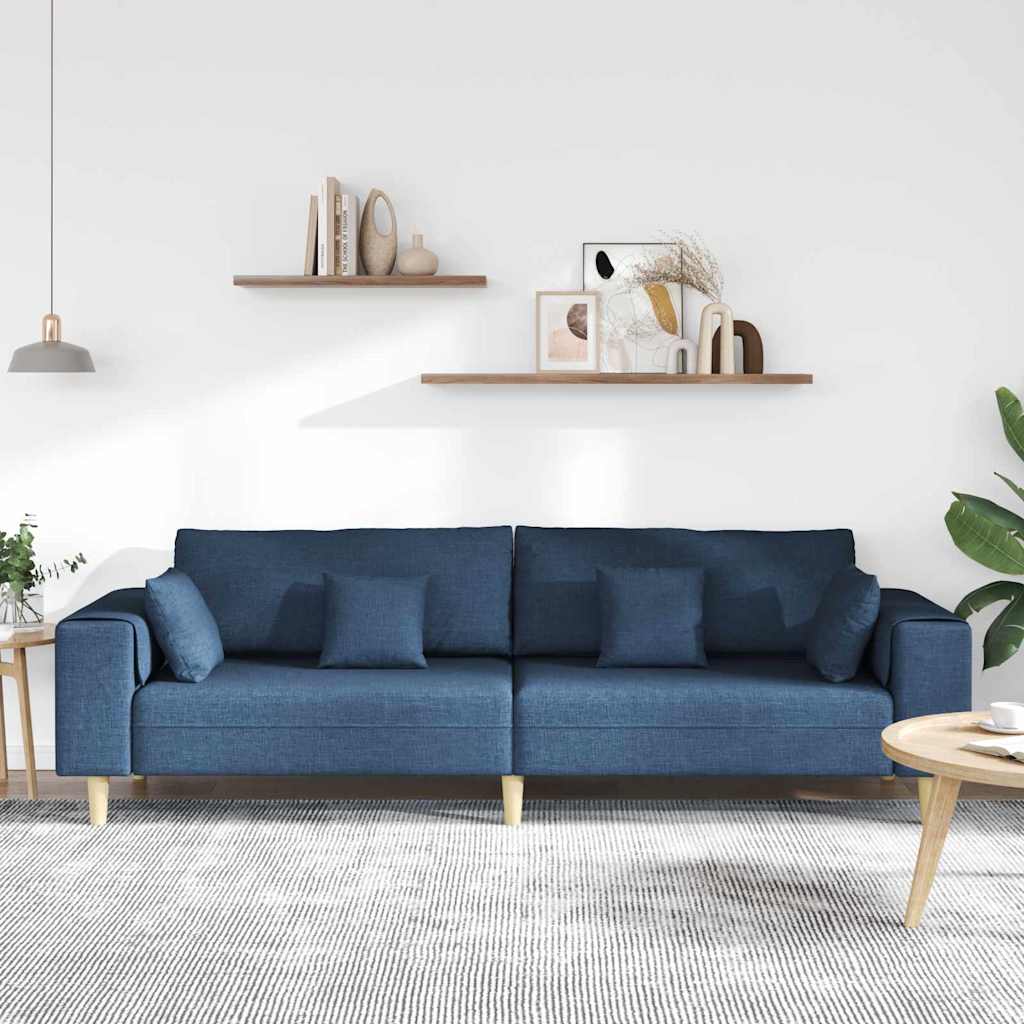 Canapé avec coussin Bleu 250 x 77 x 76 cm tissu