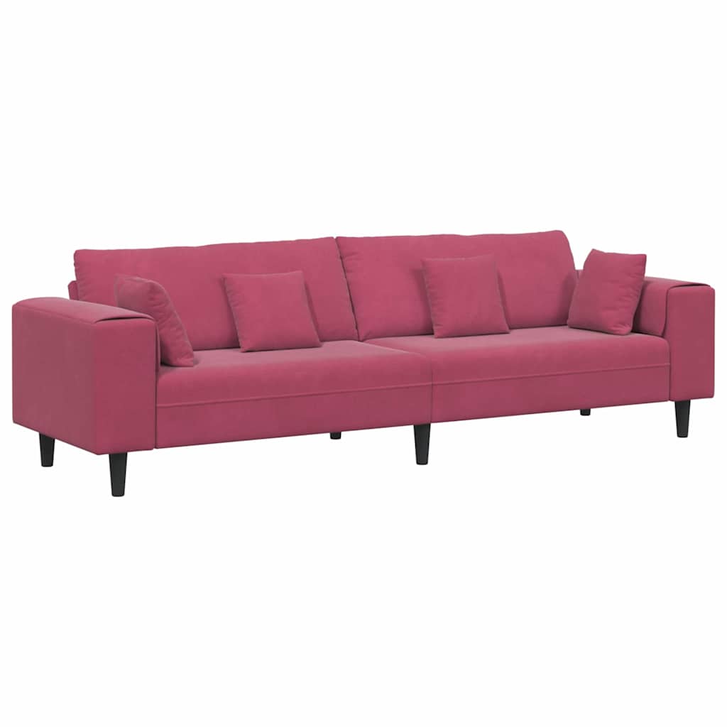 Canapé en velours avec coussin Bordeaux 208 cm Velours - XIOS