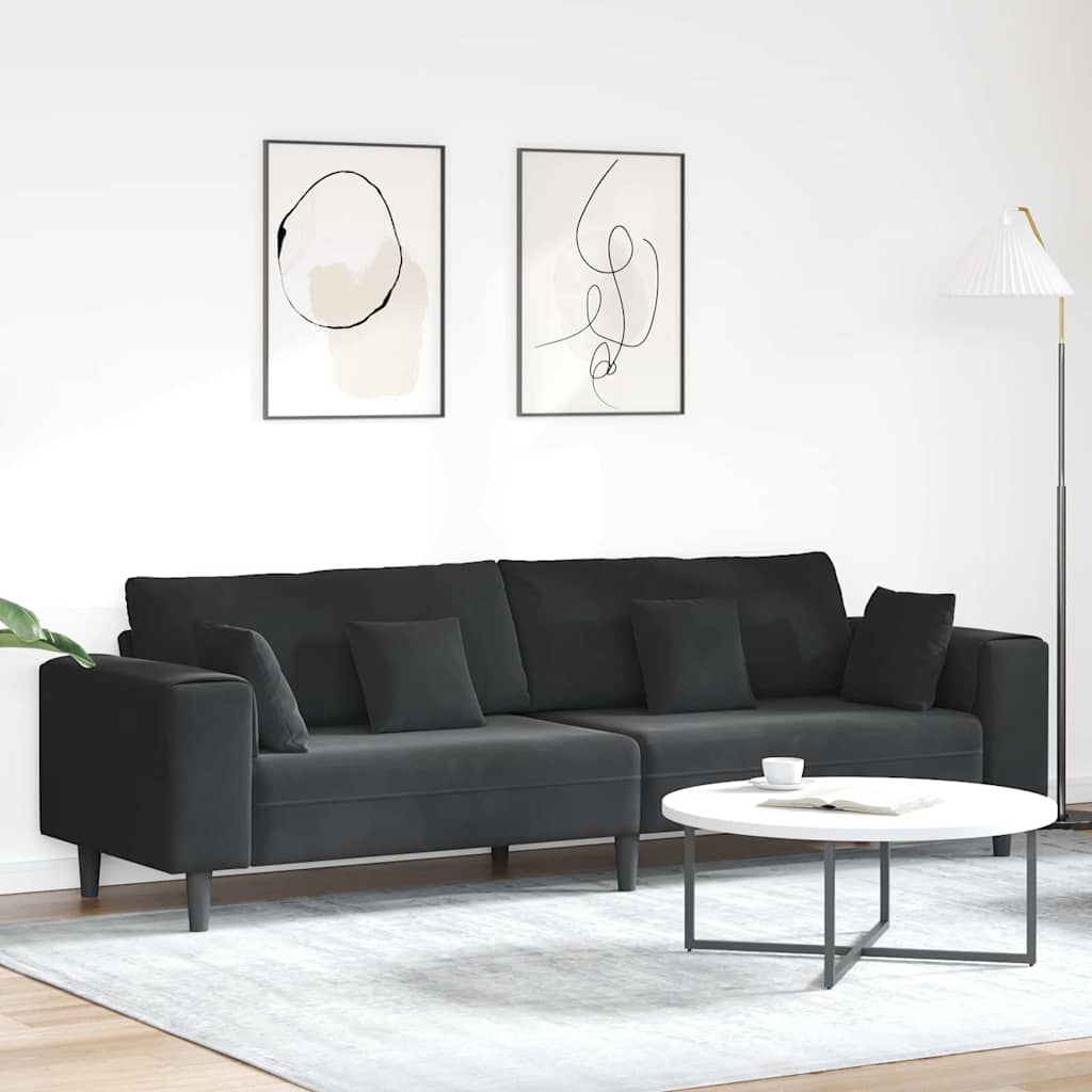 Canapé Noir 250 x 77 x 76 cm Velours - XIOS