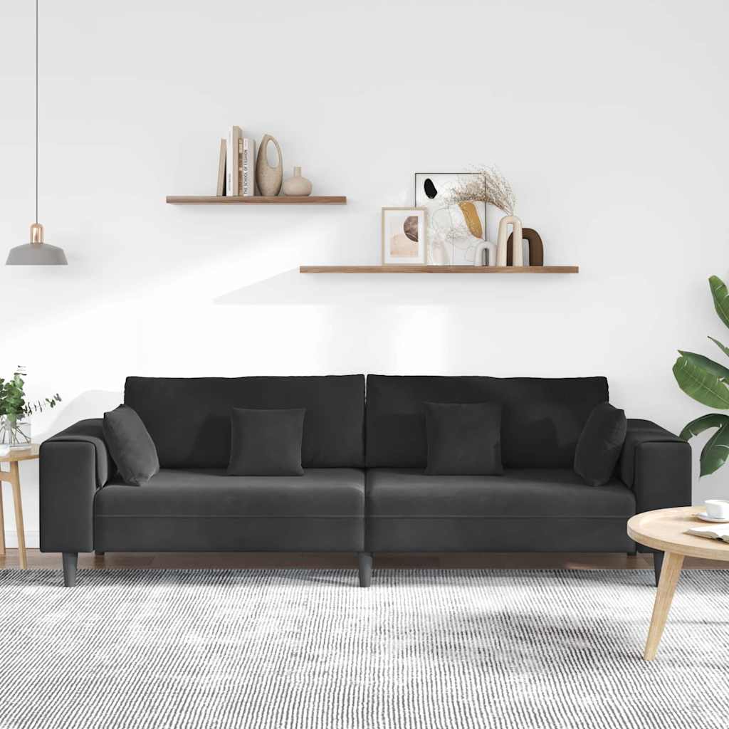 Canapé Noir 250 x 77 x 76 cm Velours - XIOS