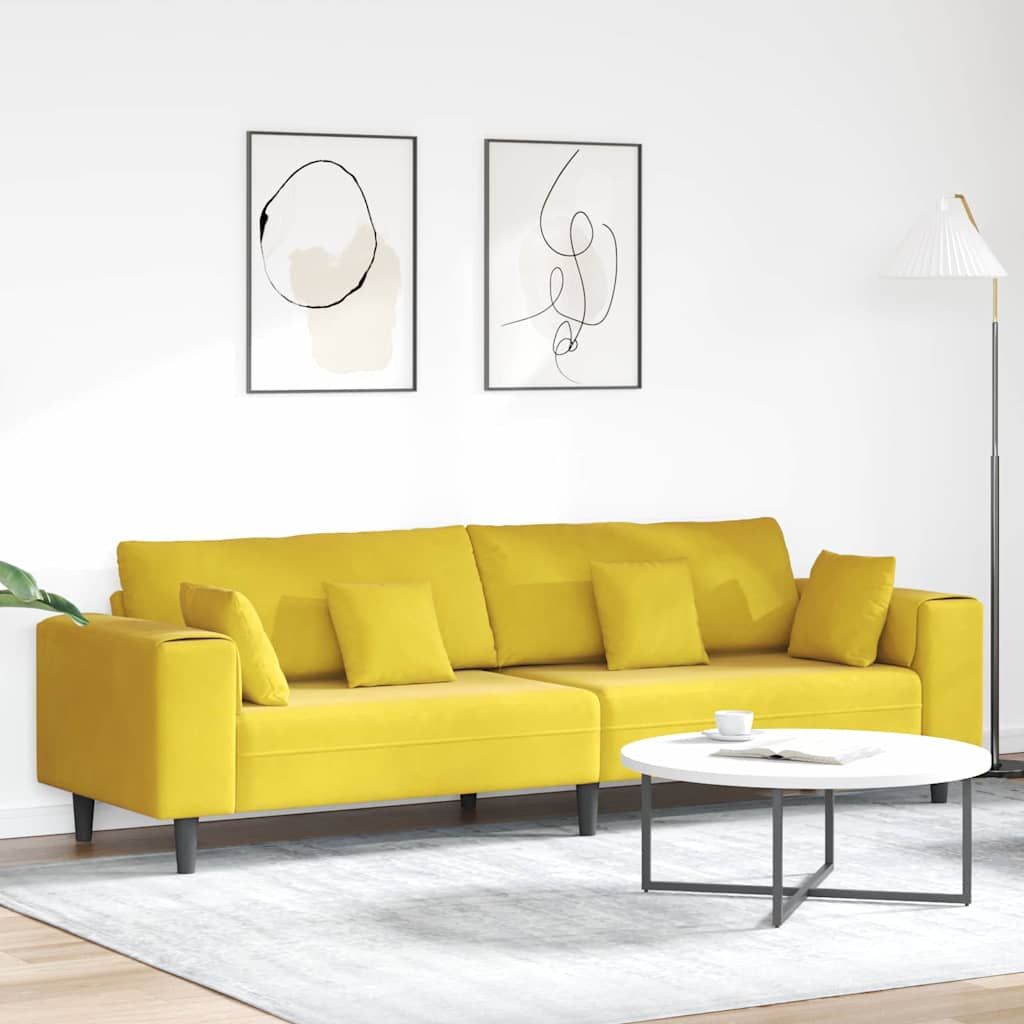 Canapé en velours avec coussin Jaune 210 cm Velours - XIOS
