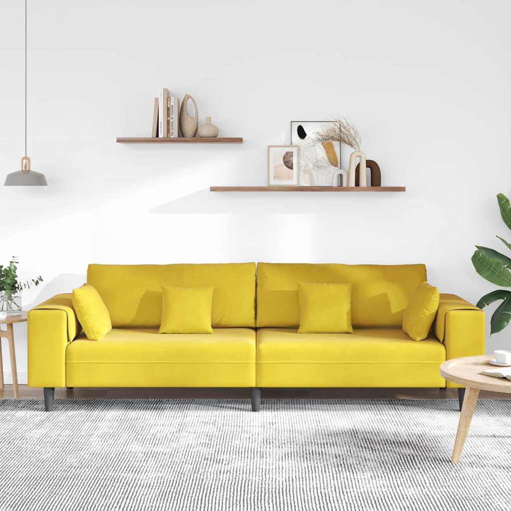 Canapé en velours avec coussin Jaune 210 cm Velours - XIOS