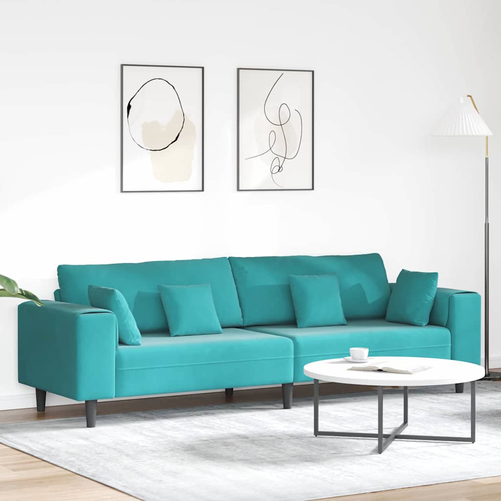 Canapé Turquoise 250 x 77 x 76 cm Velours - XIOS