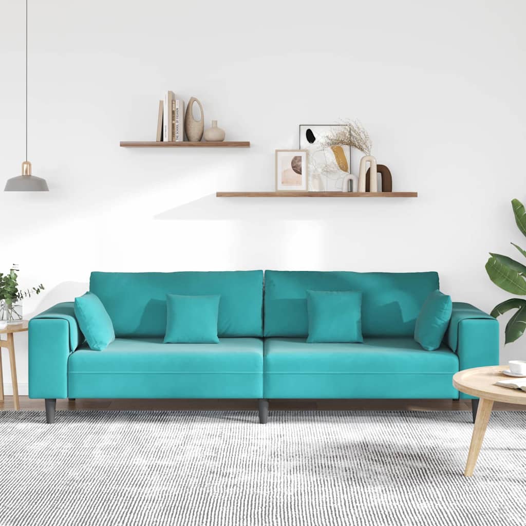 Canapé Turquoise 250 x 77 x 76 cm Velours - XIOS
