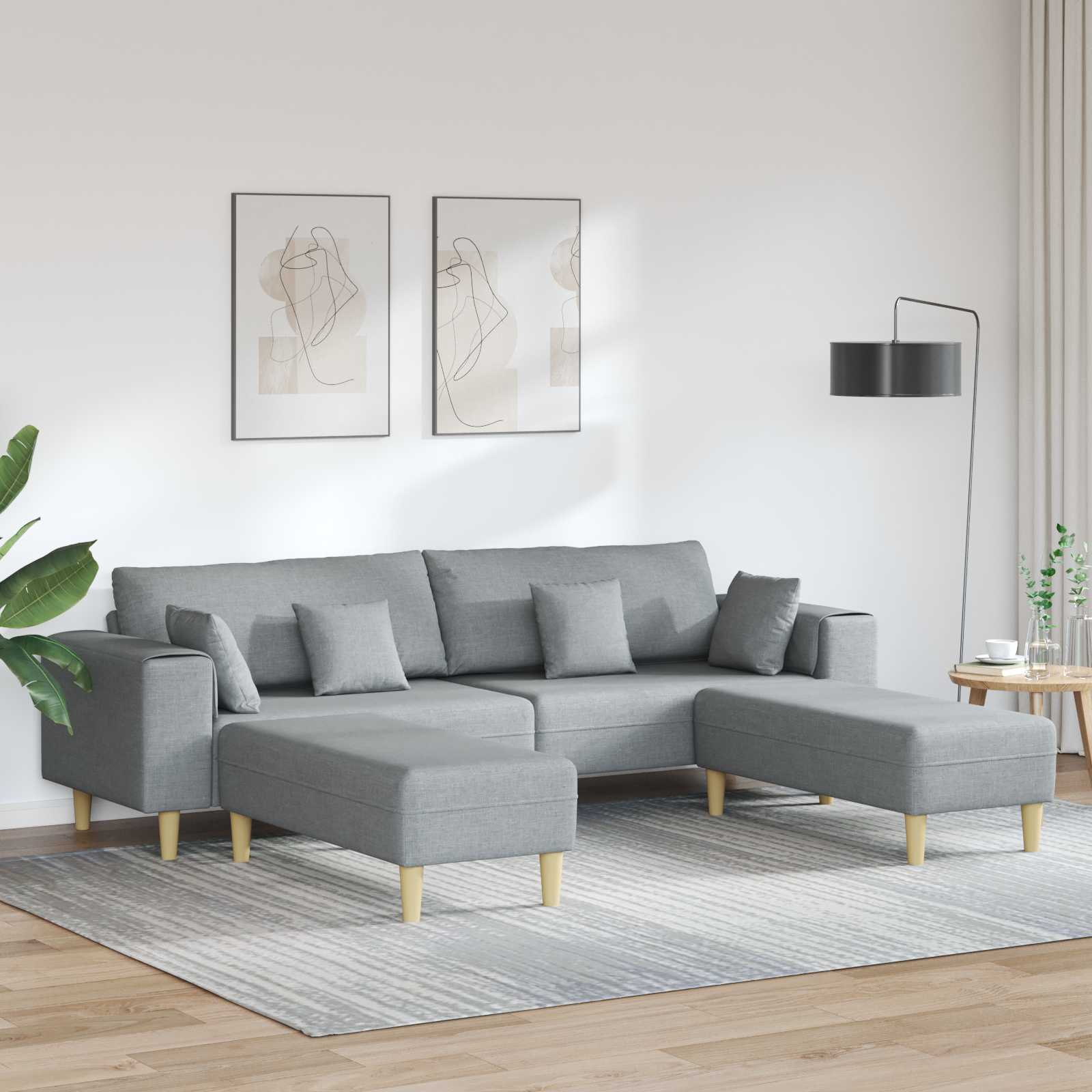 Canapé 3 pc Gris clair tissu