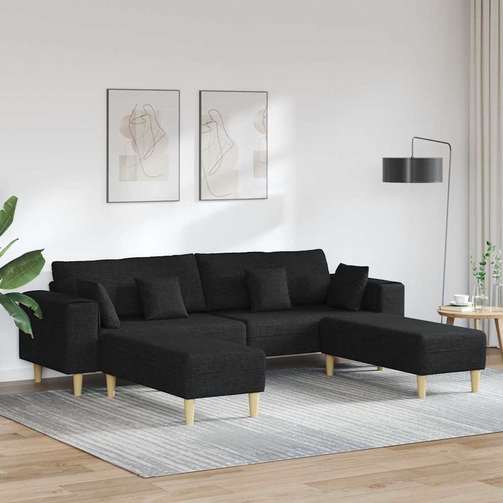 Sofa en tissu avec coussin Noir 208 cm tissu - XIOS