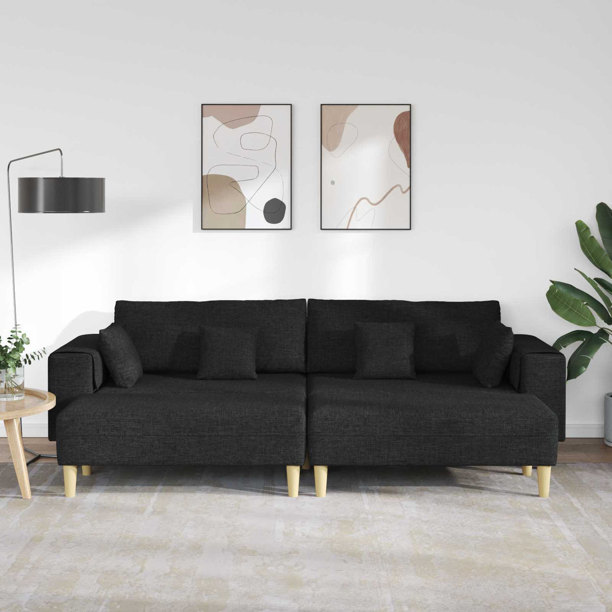 Canapé 3 pc Noir tissu