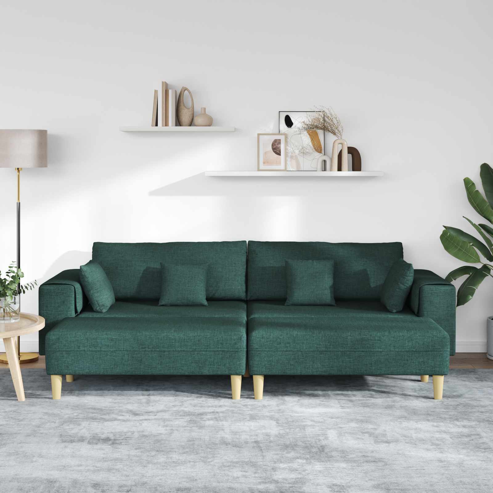 Canapé avec coussin 3 pcs Vert foncé tissu