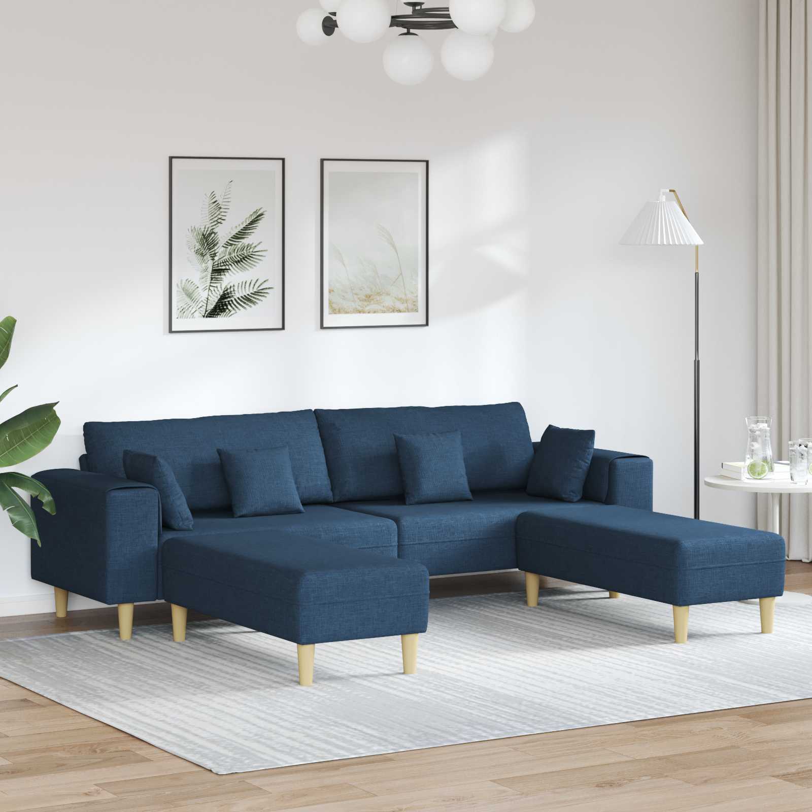 Canapé 3 pc Bleu tissu