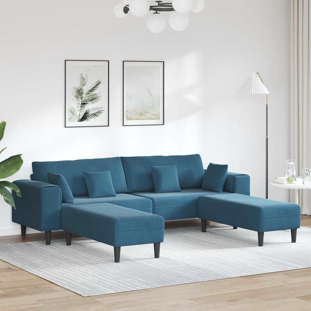Canapé en velours avec coussin 3 pcs Bleu 208 cm Velours - XIOS