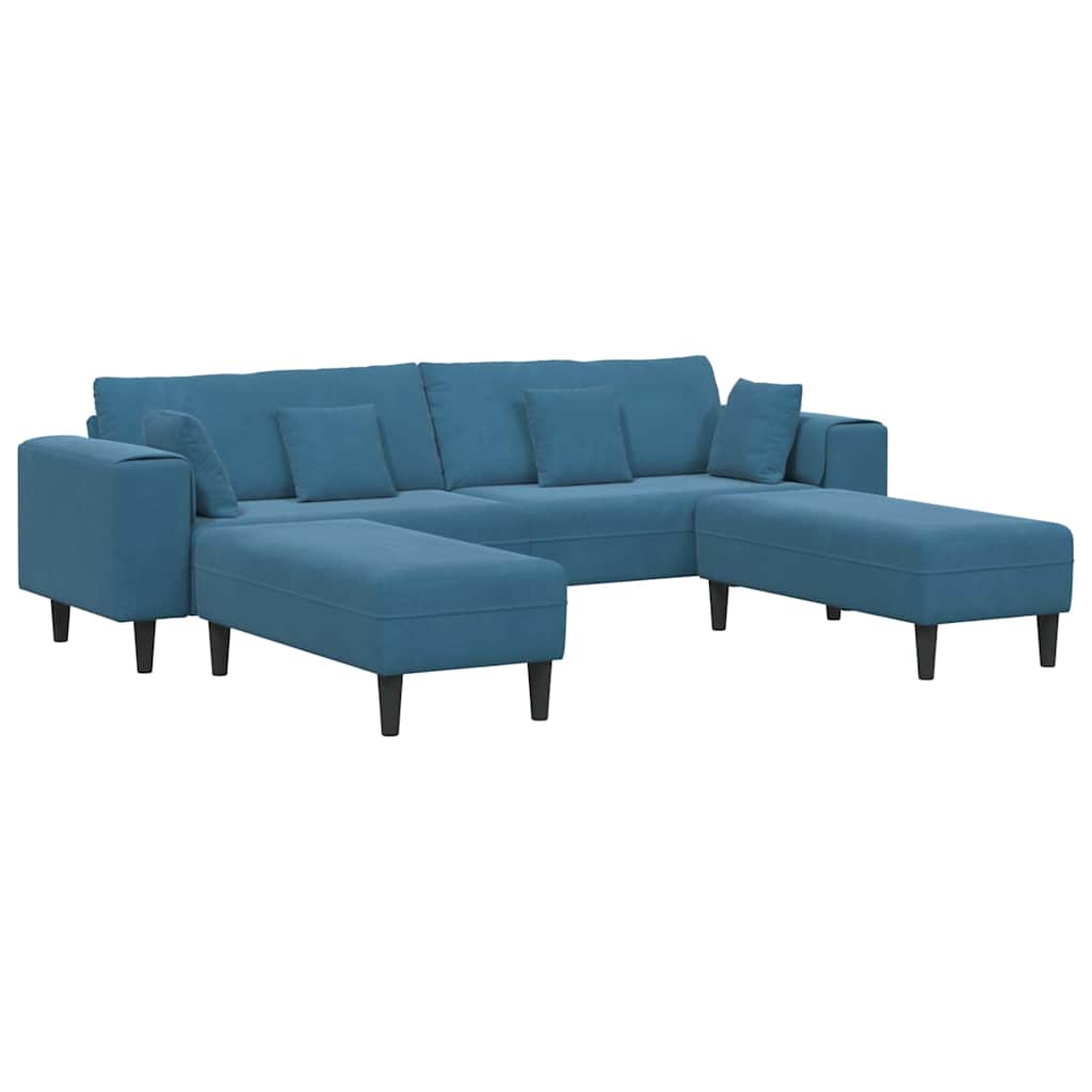 Canapé en velours avec coussin 3 pcs Bleu 208 cm Velours - XIOS