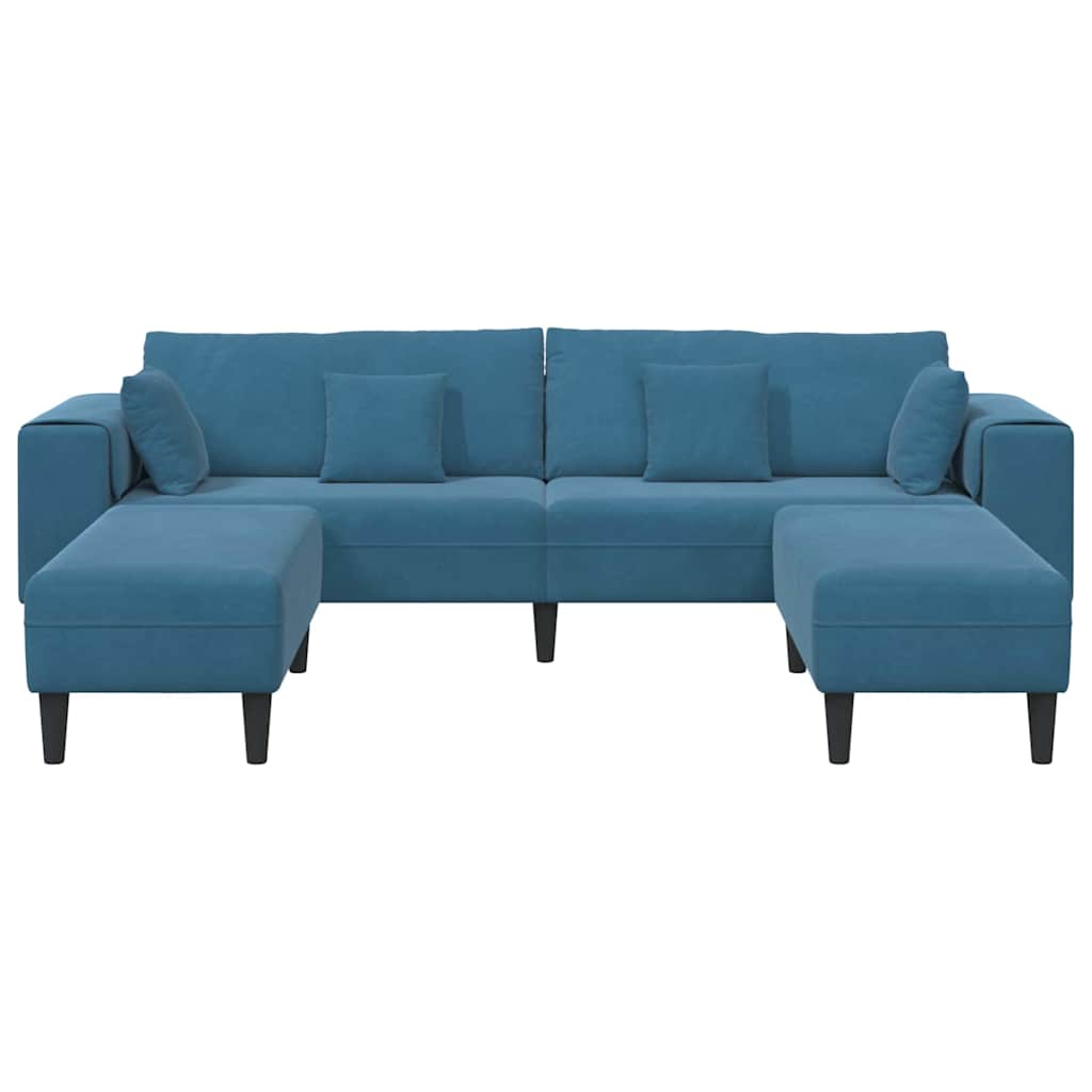 Canapé en velours avec coussin 3 pcs Bleu 208 cm Velours - XIOS