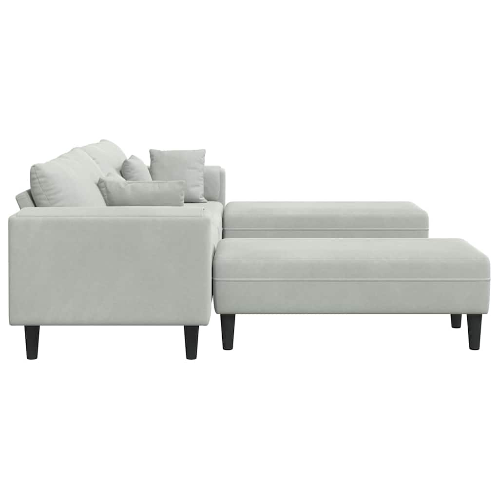Canapé en velours avec coussin 3 pcs Gris clair 208 cm Velours - XIOS