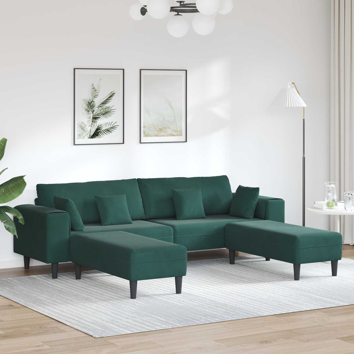 Canapé 3 pc Vert foncé Velours