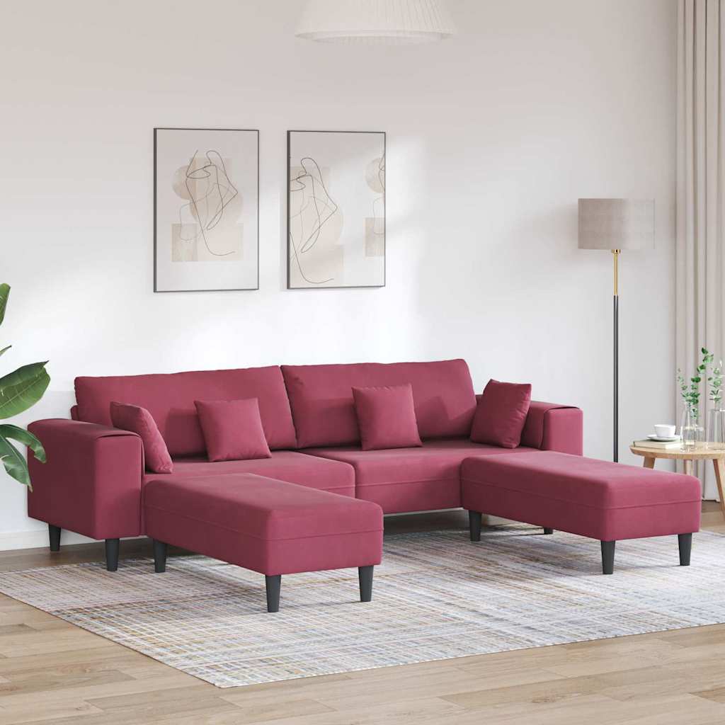 Canapé en velours avec coussin 3 pcs Bordeaux 208 cm Velours - XIOS