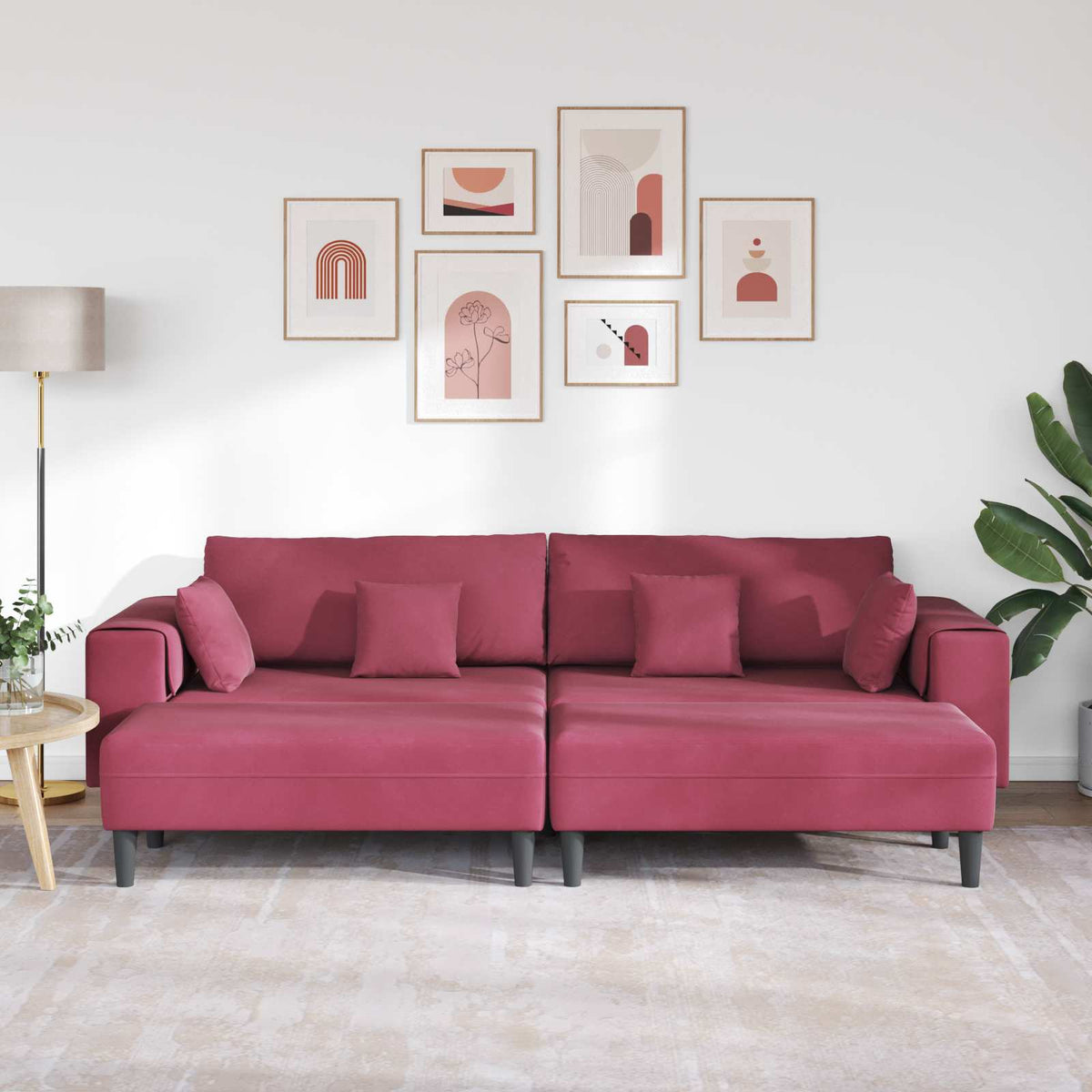 Canapé 3 pc Bordeaux Velours