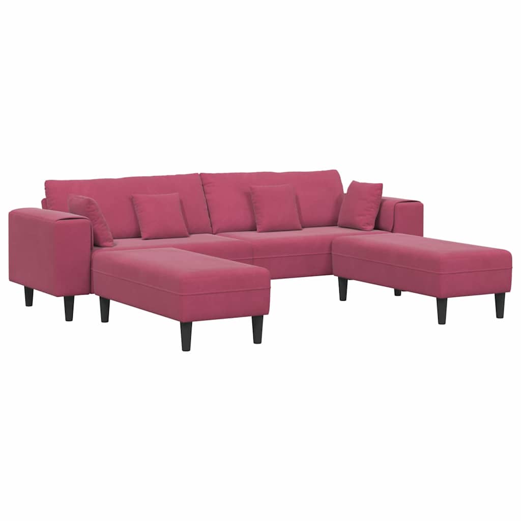 Canapé en velours avec coussin 3 pcs Bordeaux 208 cm Velours - XIOS