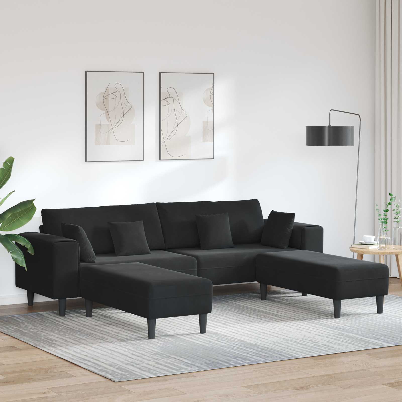 Canapé 3 pc Noir Velours