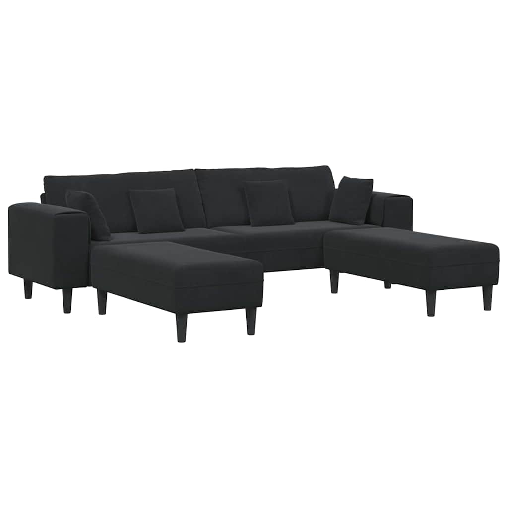 Canapé en velours avec coussin 3 pcs Noir 208 cm Velours - XIOS