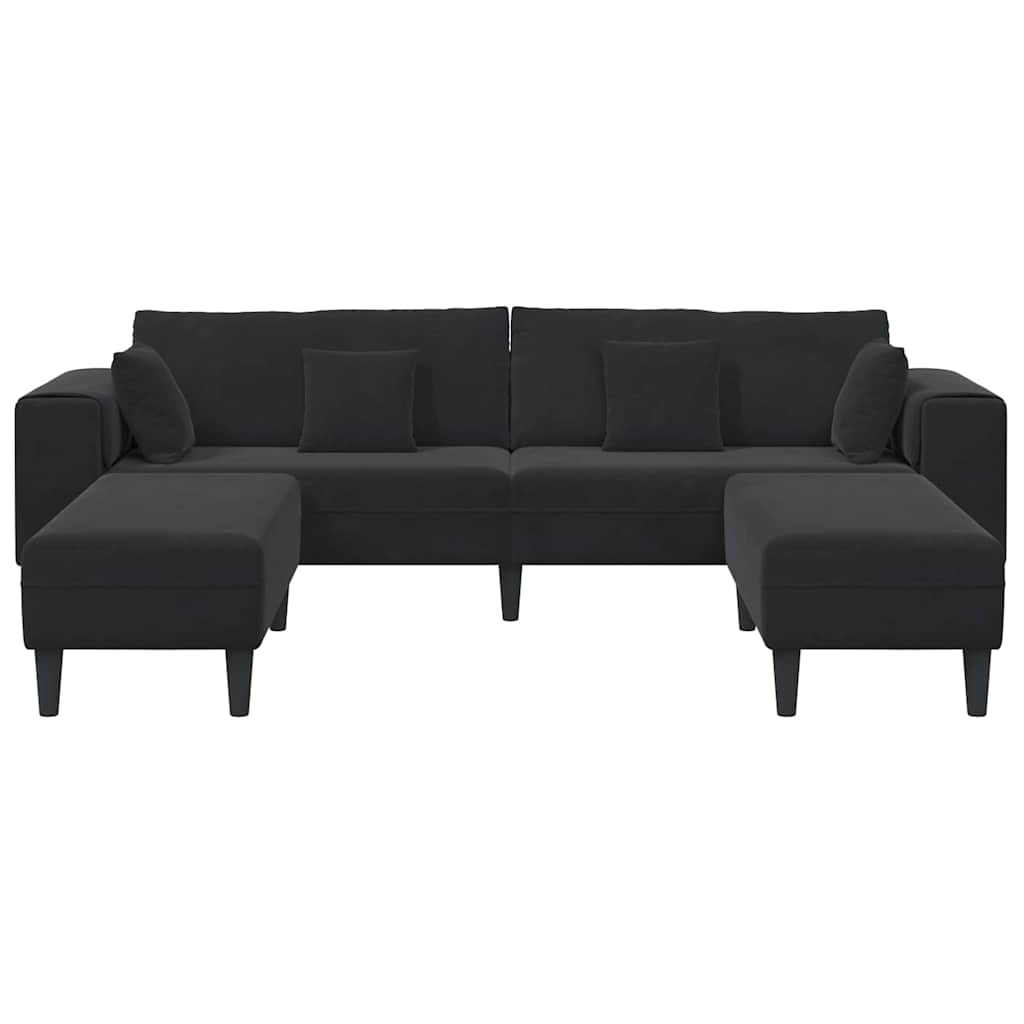 Canapé en velours avec coussin 3 pcs Noir 208 cm Velours - XIOS