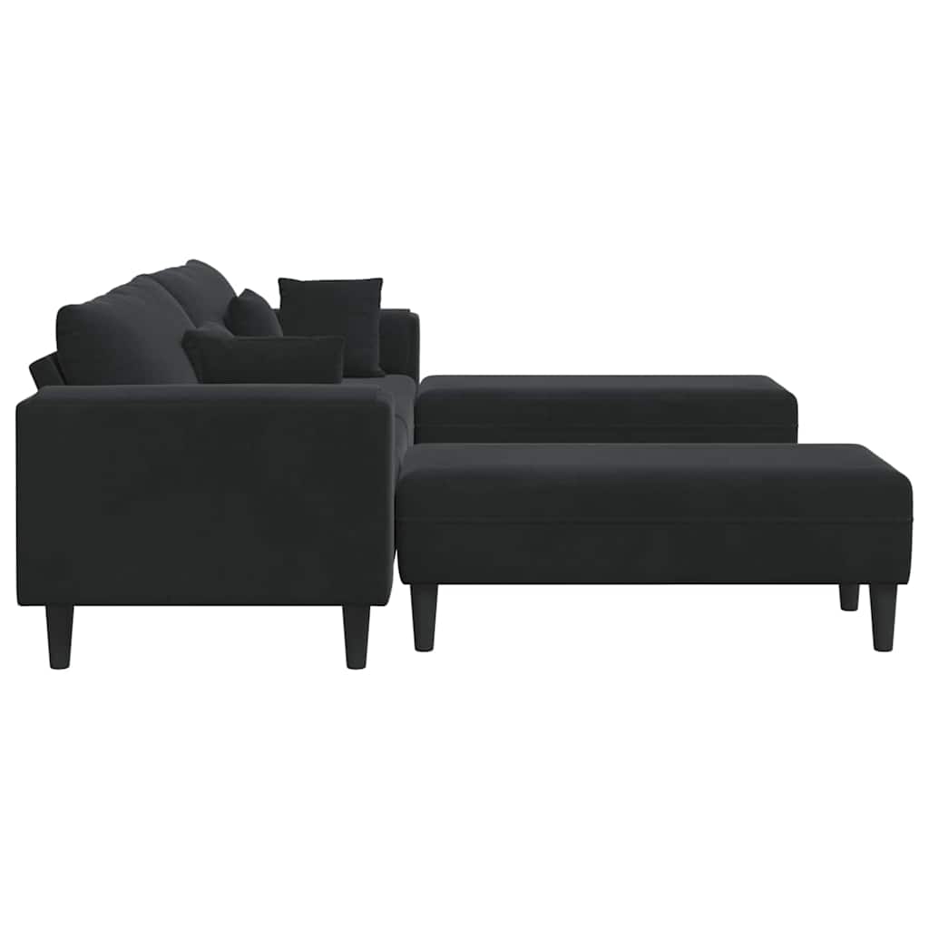 Canapé en velours avec coussin 3 pcs Noir 208 cm Velours - XIOS