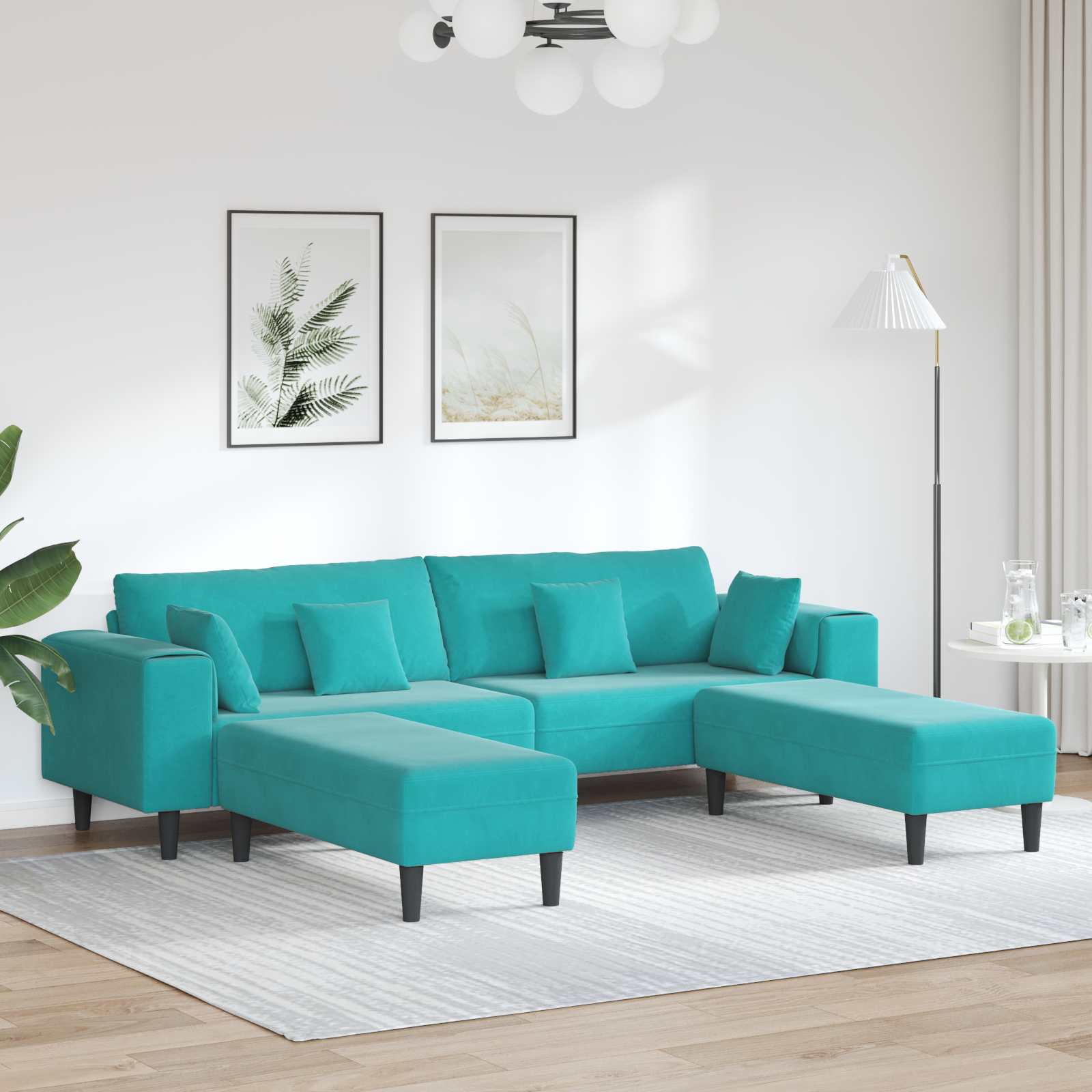 Canapé 3 pc Turquoise Velours