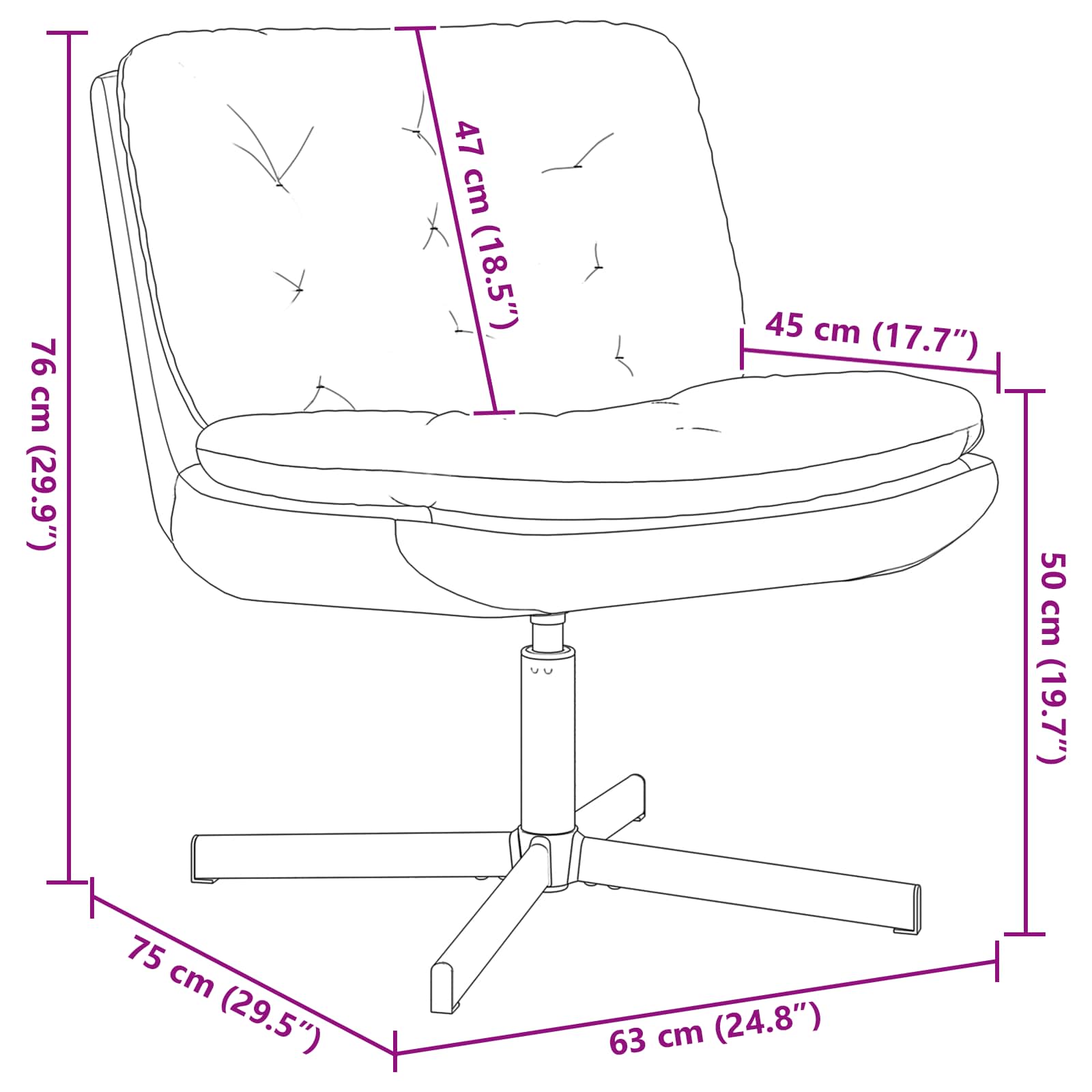 Fauteuil relaxant pivotant Rose 63 x 75 x 76 cm Velours - XIOS
