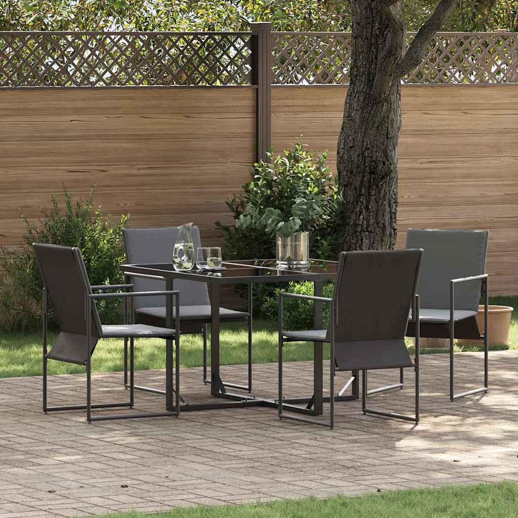 Ensemble de salle à manger pour jardin 5 pc Noir Acier - XIOS