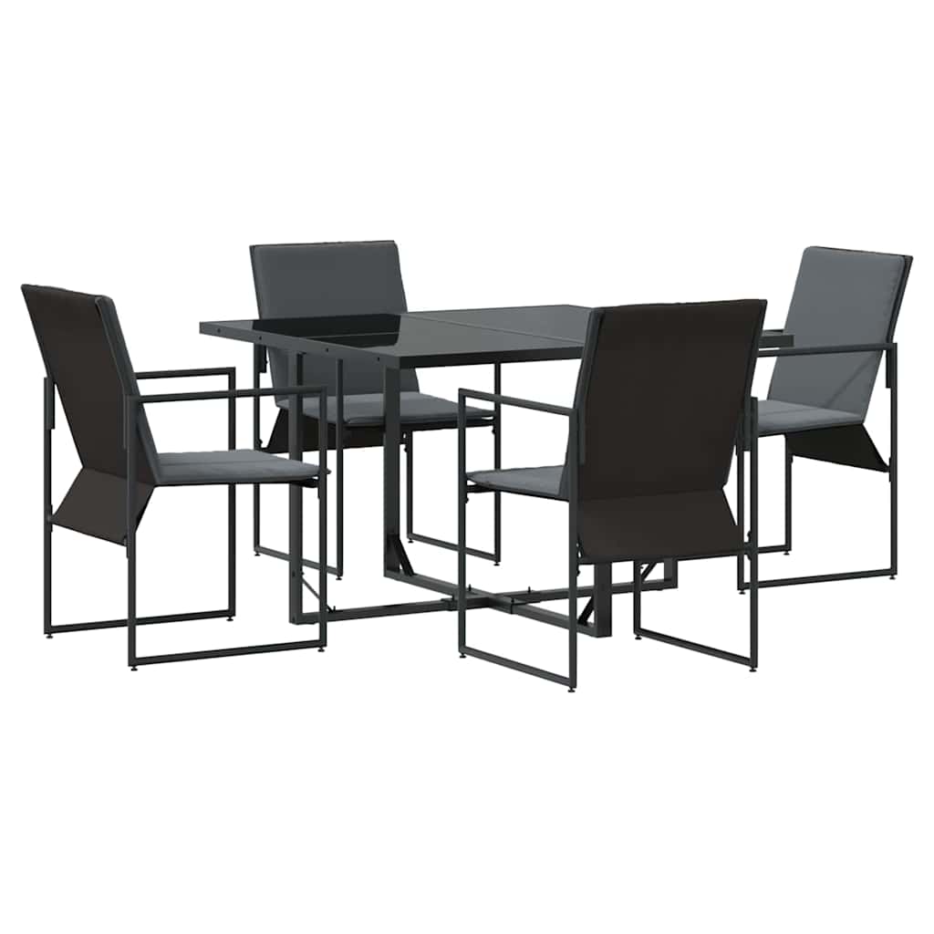 Ensemble de salle à manger pour jardin 5 pcs Noir Acier