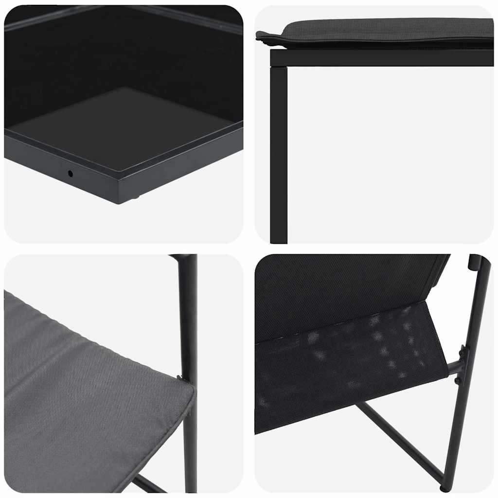 Ensemble de salle à manger pour jardin 9 pcs Noir Acier