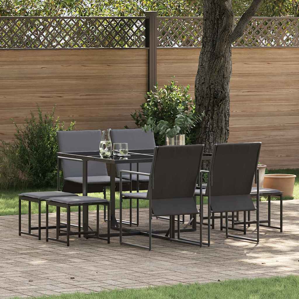 Ensemble de salle à manger pour jardin 9 pcs Noir Acier