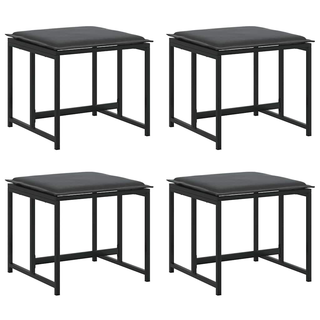 Ensemble de salle à manger pour jardin 9 pcs Noir Acier