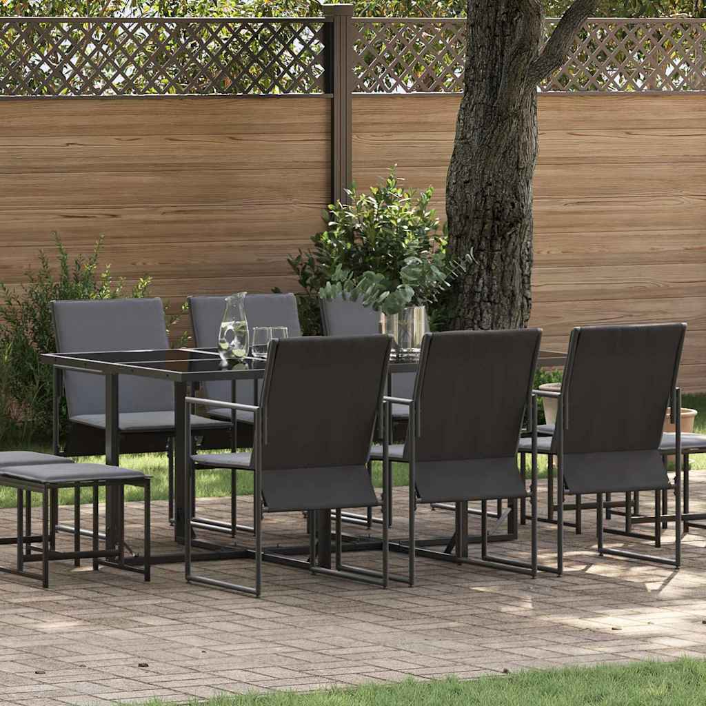 Ensemble de salle à manger pour jardin 11 pc Noir Acier - XIOS