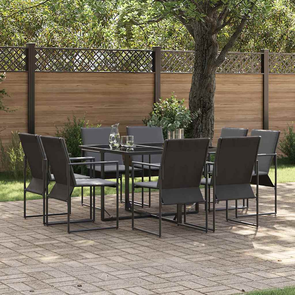 Ensemble de salle à manger pour jardin 9 pc Noir Acier - XIOS