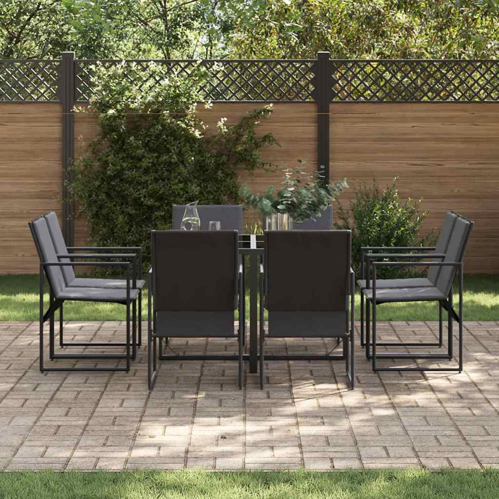 Ensemble de salle à manger pour jardin 9 pcs Noir Acier