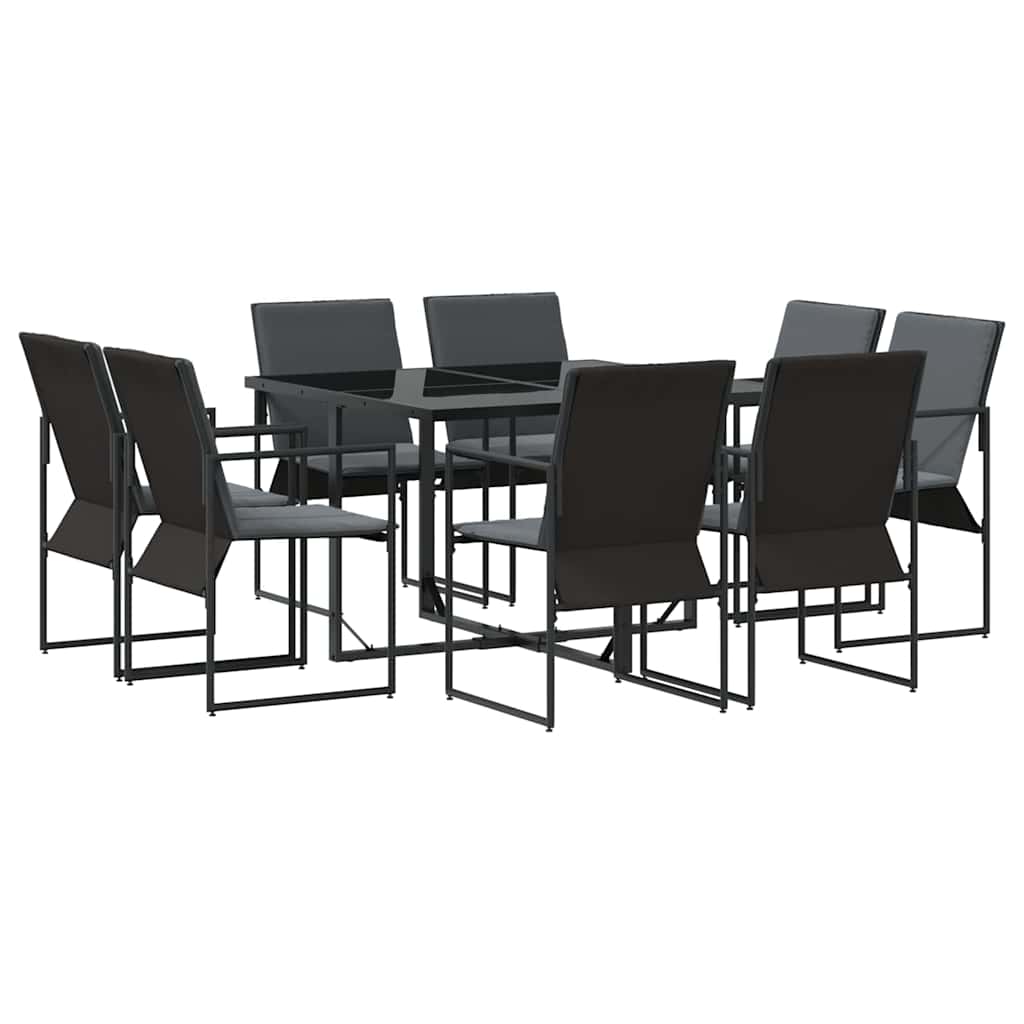 Ensemble de salle à manger pour jardin 9 pcs Noir Acier