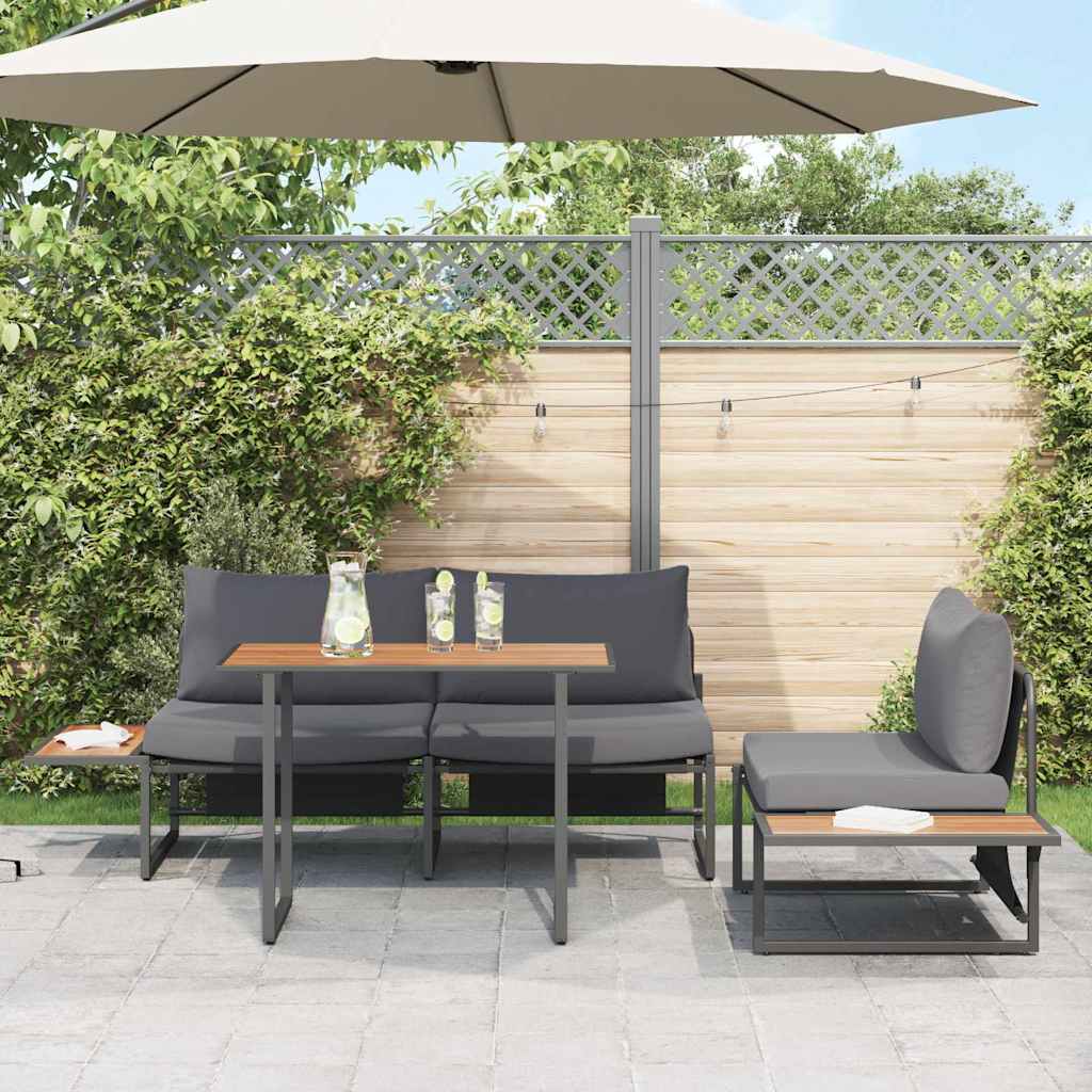 Ensemble de salle à manger pour jardin 3 pc Anthracite Acier