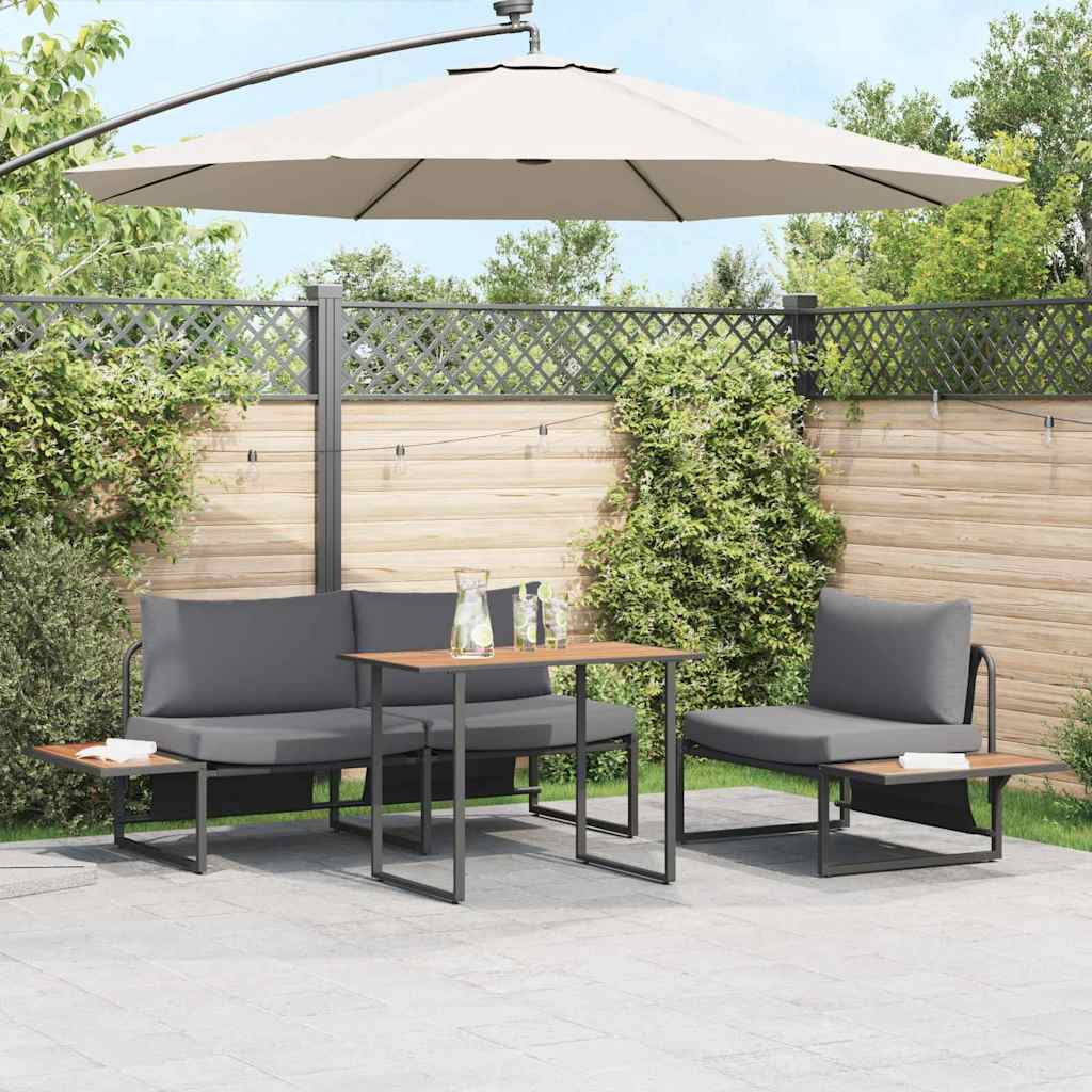 Ensemble de salle à manger pour jardin 3 pcs Anthracite Acier