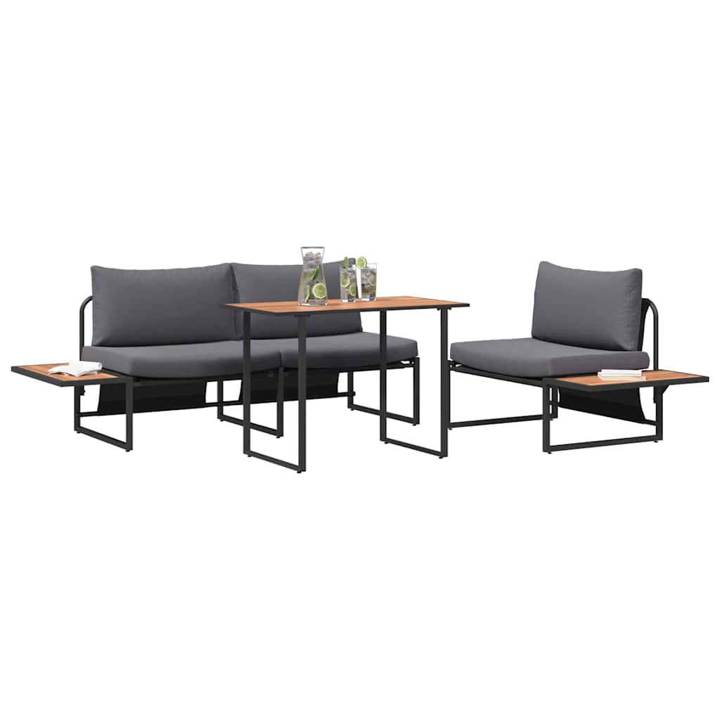 Ensemble de salle à manger pour jardin 3 pcs Anthracite Acier