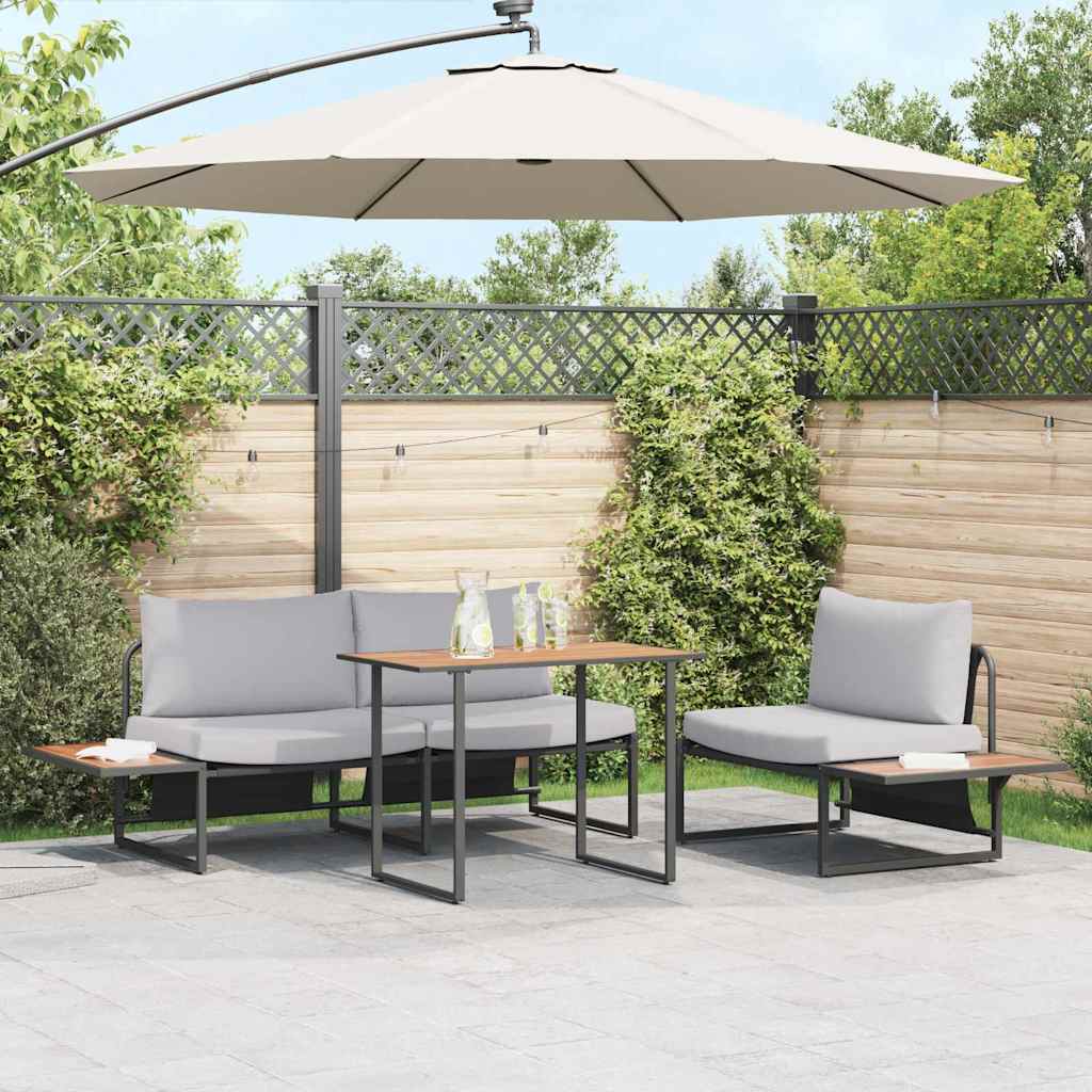 Ensemble de salle à manger pour jardin 3 pcs Gris clair Acier