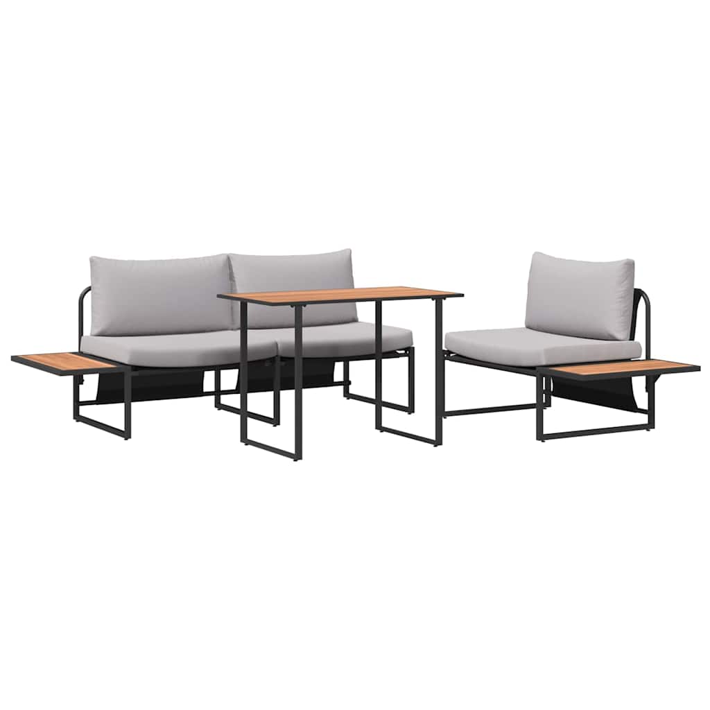 Ensemble de salle à manger pour jardin 3 pcs Gris clair Acier