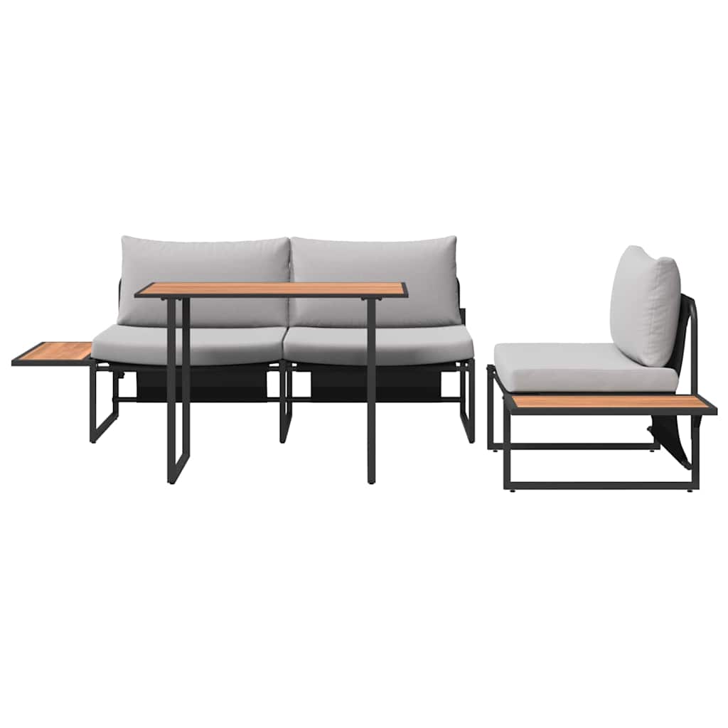 Ensemble de salle à manger pour jardin 3 pcs Gris clair Acier