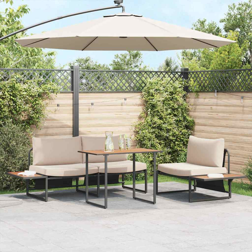 Ensemble de salle à manger pour jardin 3 pc Taupe Acier